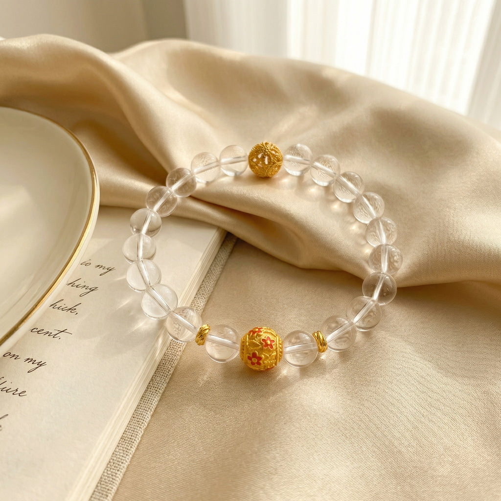 011 3-Layer Rose Quartz Wrap Bracelet with Lotus Charm, Natural Pink Crystal Beads for Self-Love & Romance, Multi-Row Healing Stone Bracelet