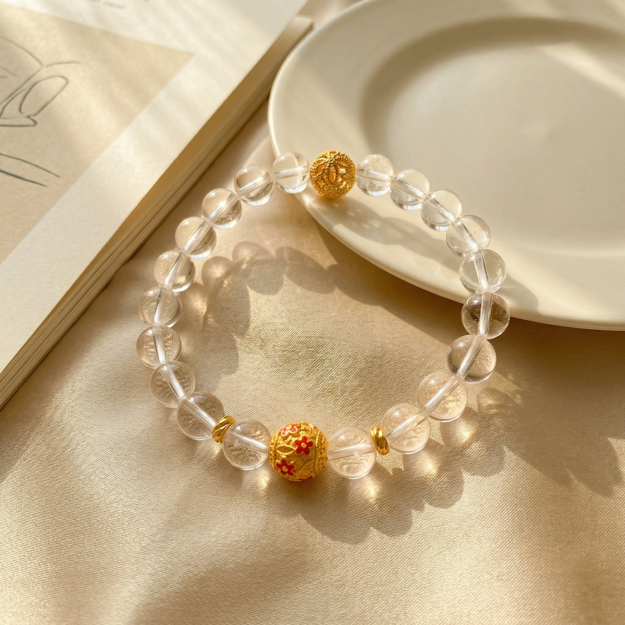 011 3-Layer Rose Quartz Wrap Bracelet with Lotus Charm, Natural Pink Crystal Beads for Self-Love & Romance, Multi-Row Healing Stone Bracelet
