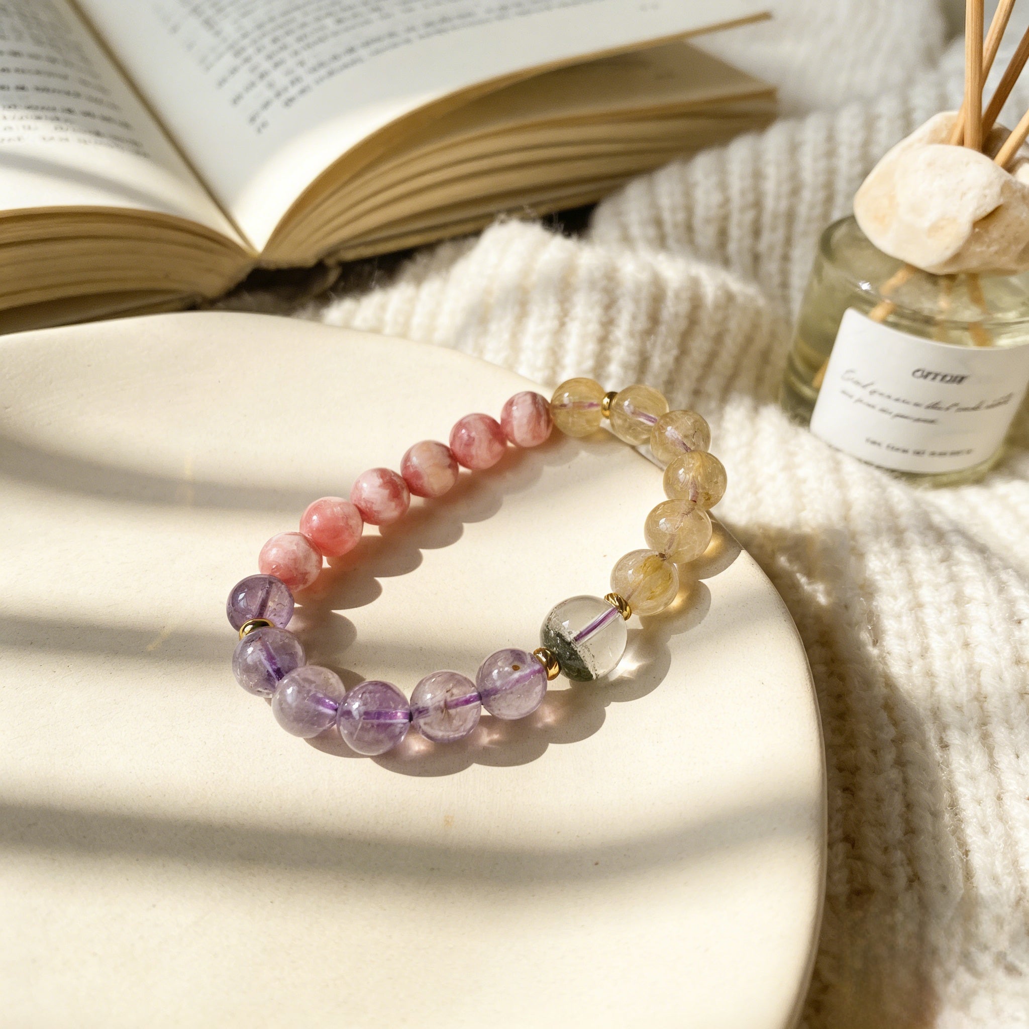 042 "Quiet Luxury" Natural Crystal Bracelet ✨ French Vintage Aesthetic for Wealth & Abundance - Dainty Manifestation Jewelry