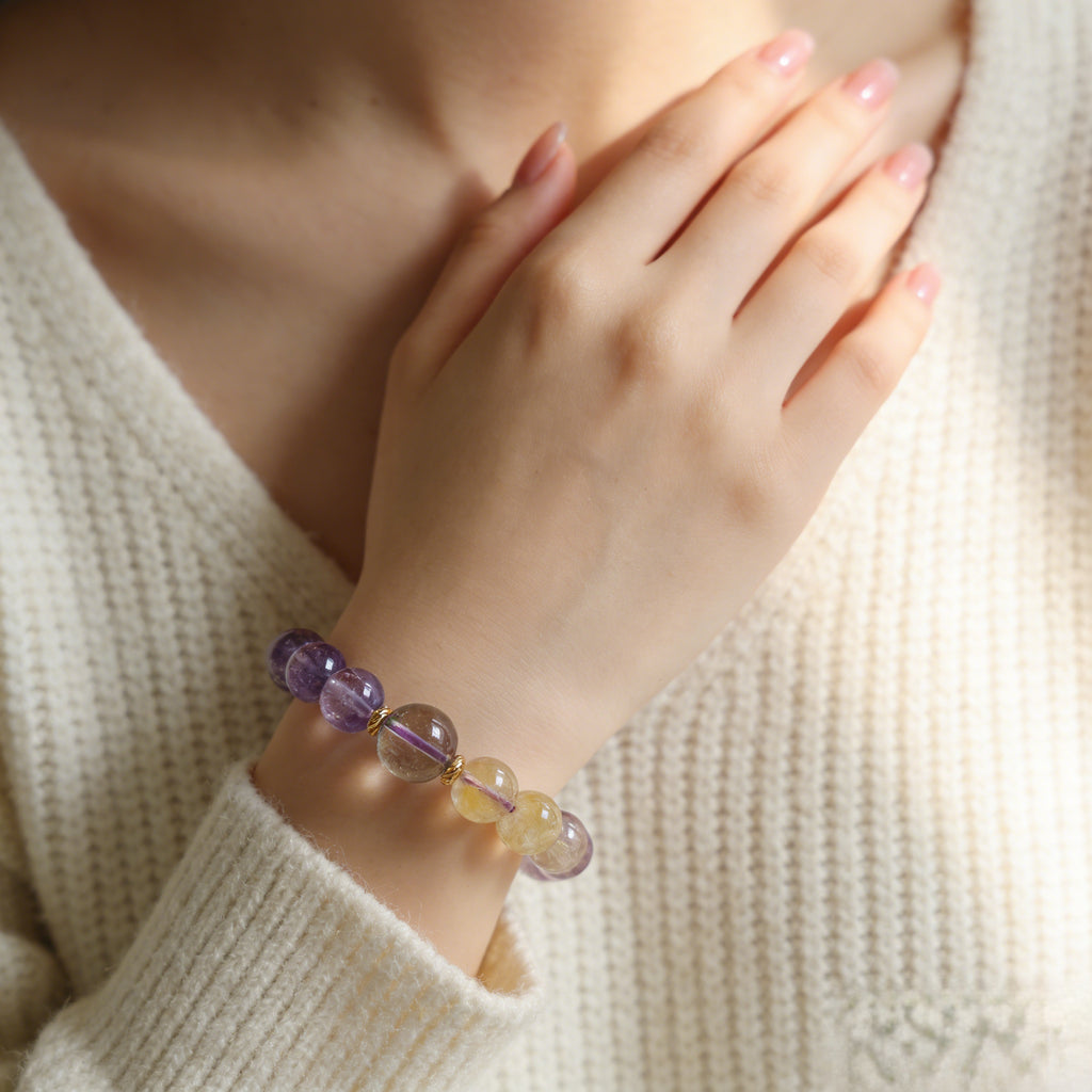042 "Quiet Luxury" Natural Crystal Bracelet ✨ French Vintage Aesthetic for Wealth & Abundance - Dainty Manifestation Jewelry
