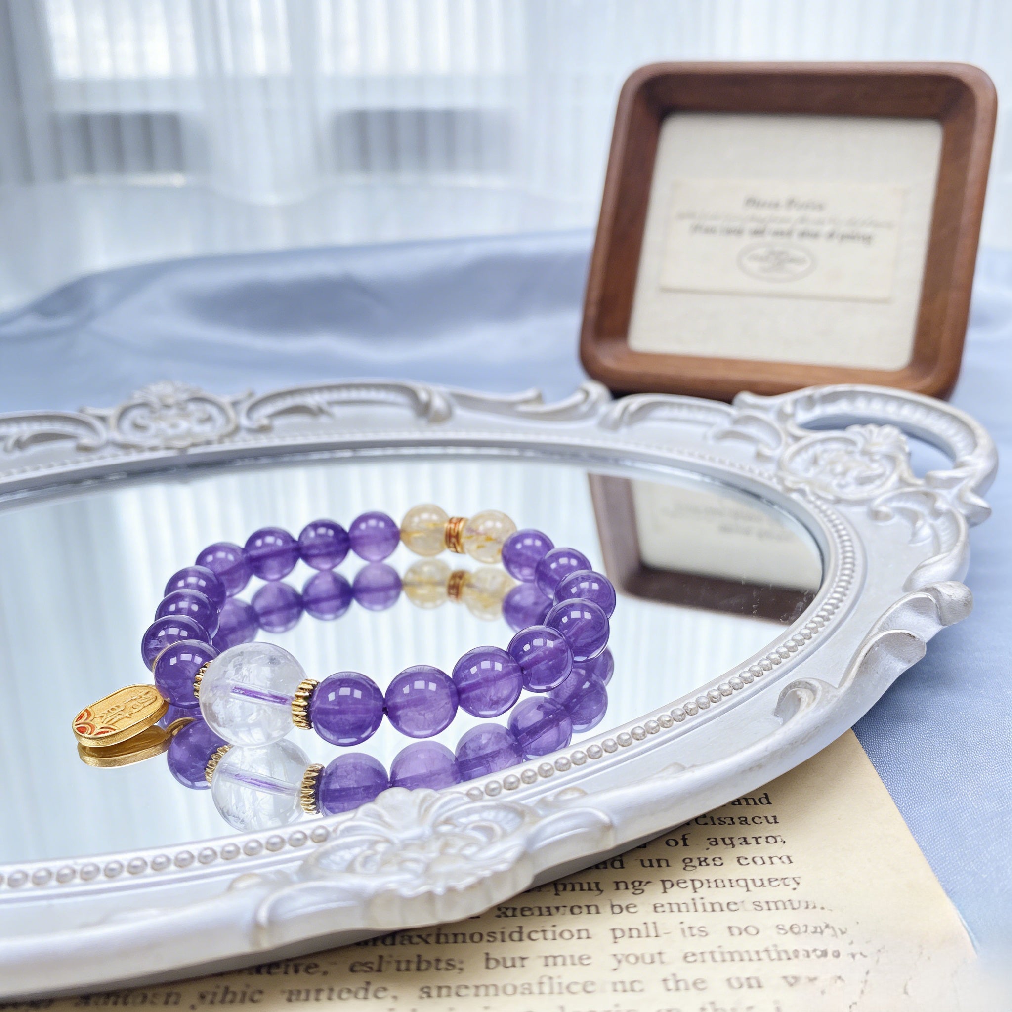 041 "Quiet Luxury" Amethyst Crystal Bracelet ✨ French Vintage Aesthetic for Wealth & Abundance - Dainty Manifestation Jewelry