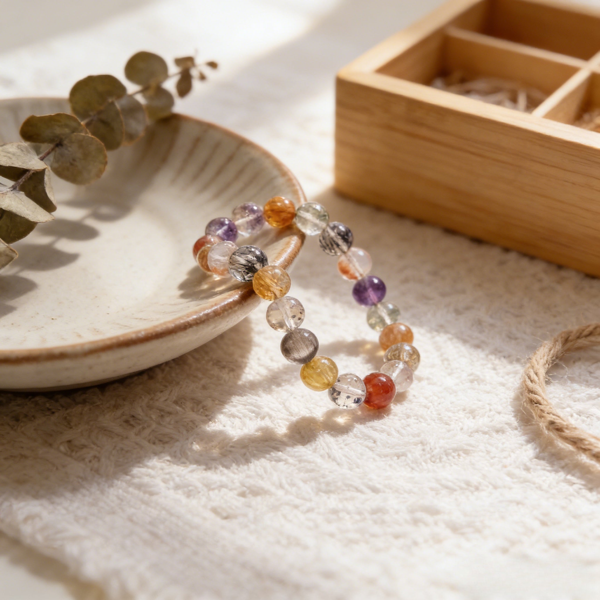 Z016 Elegant Gemstone Bracelet ✨ Radiant Aura Stone for Positivity - Sophisticated Accessory for Coffee Dates & Professional Wear