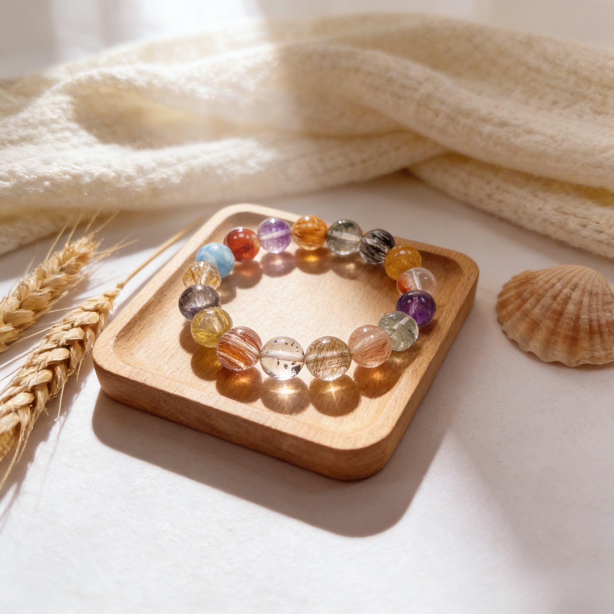 Z016 Elegant Gemstone Bracelet ✨ Radiant Aura Stone for Positivity - Sophisticated Accessory for Coffee Dates & Professional Wear
