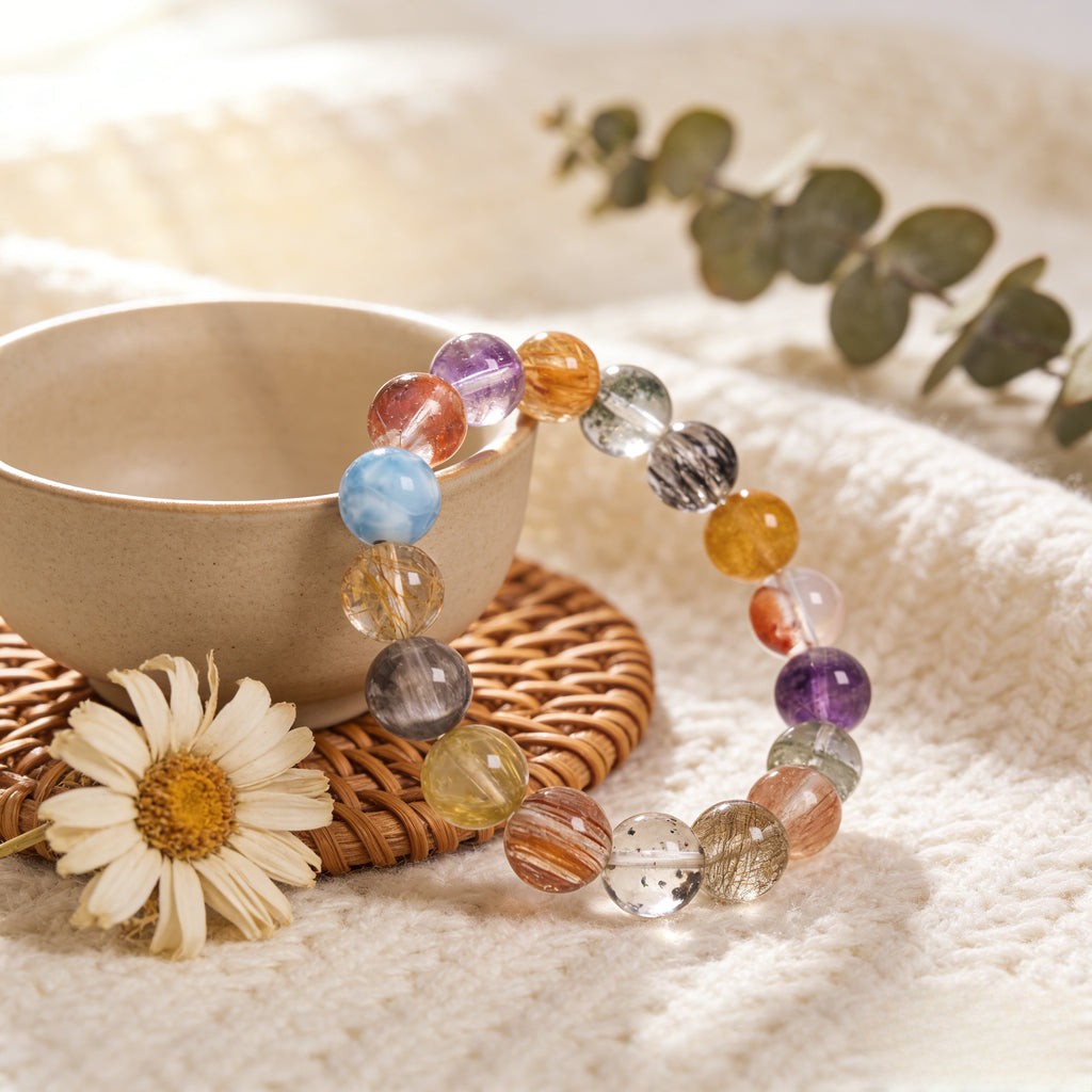 Z016 Elegant Gemstone Bracelet ✨ Radiant Aura Stone for Positivity - Sophisticated Accessory for Coffee Dates & Professional Wear