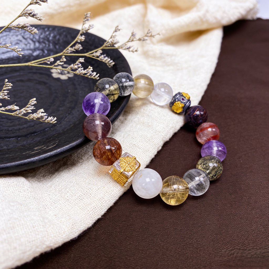 Z008 Natural Gemstone "Guardian" Bracelet ✨ Neo-Chinese Zen Aesthetic Jewelry for Luck & Protection - Artisan Spiritual Gift