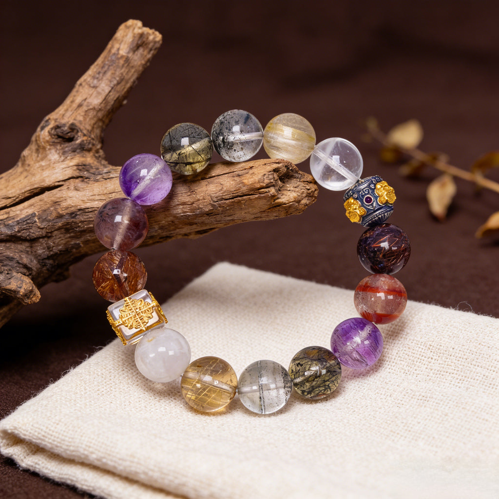 Z008 Natural Gemstone "Guardian" Bracelet ✨ Neo-Chinese Zen Aesthetic Jewelry for Luck & Protection - Artisan Spiritual Gift