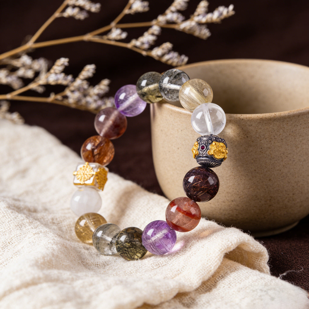 Z008 Natural Gemstone "Guardian" Bracelet ✨ Neo-Chinese Zen Aesthetic Jewelry for Luck & Protection - Artisan Spiritual Gift