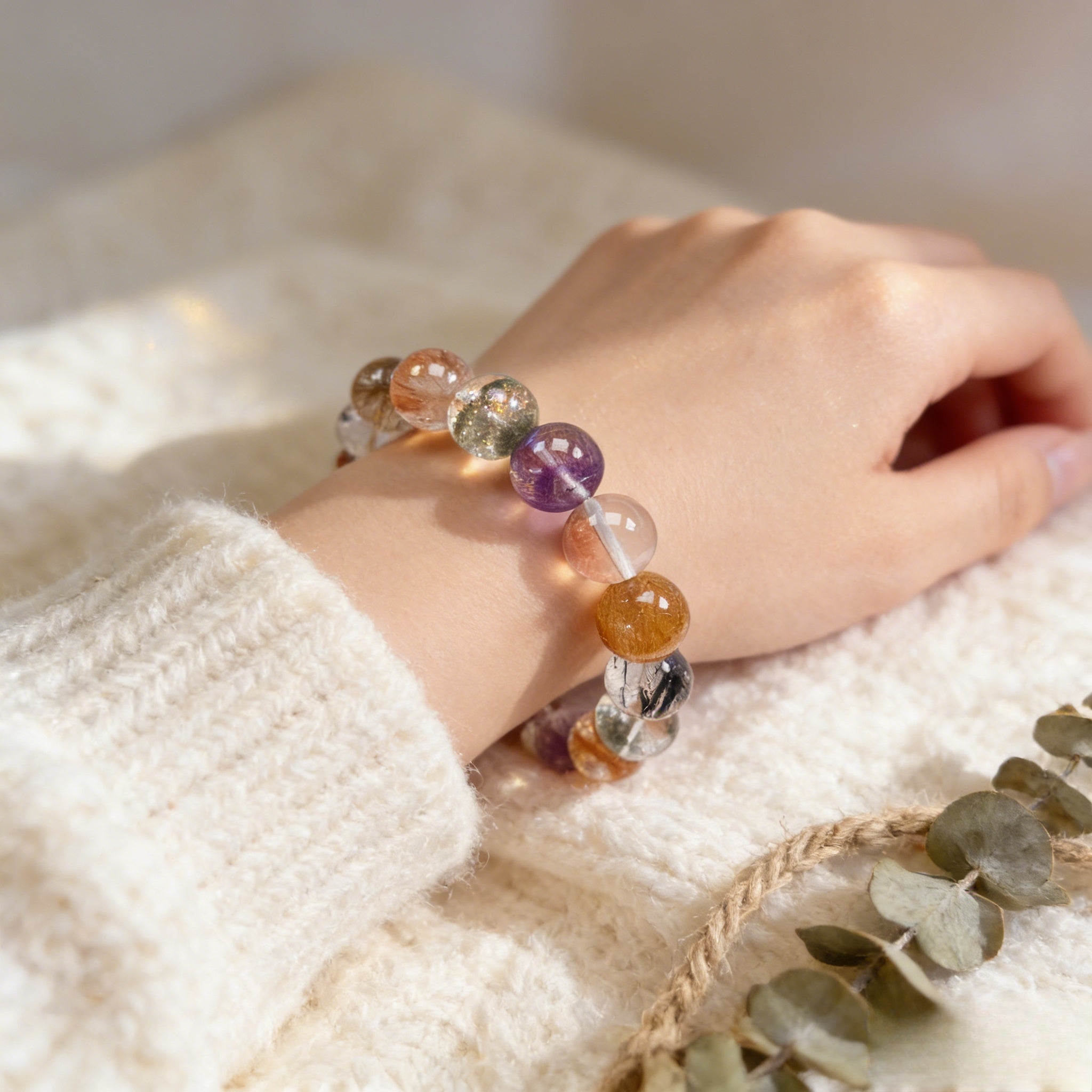 Z016 Elegant Gemstone Bracelet ✨ Radiant Aura Stone for Positivity - Sophisticated Accessory for Coffee Dates & Professional Wear