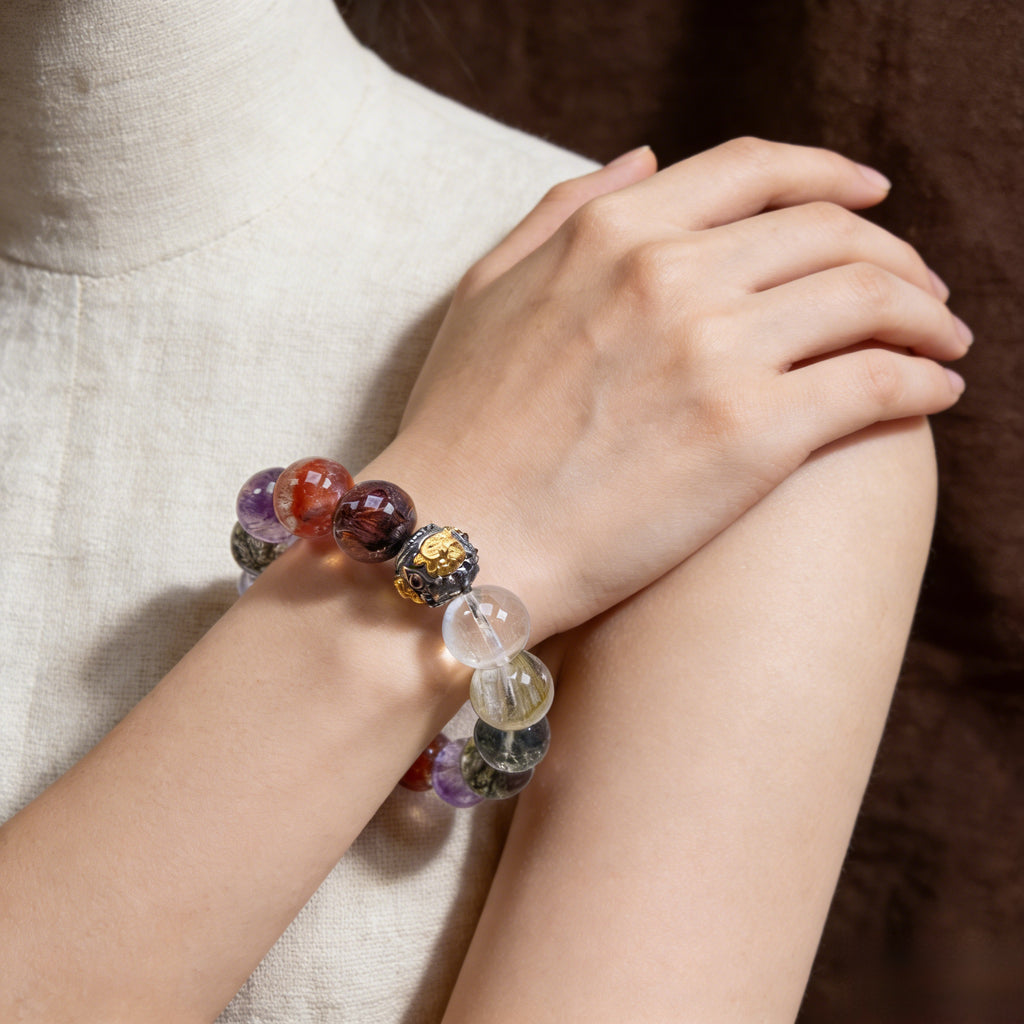 Z008 Natural Gemstone "Guardian" Bracelet ✨ Neo-Chinese Zen Aesthetic Jewelry for Luck & Protection - Artisan Spiritual Gift