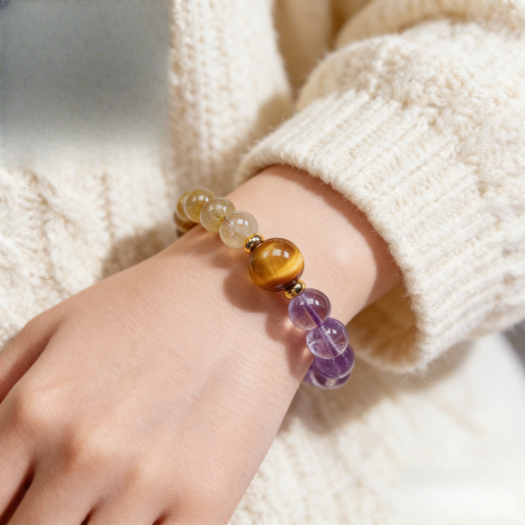 050 Natural Gemstone Wrap Bracelet ✨ Sophisticated Multi-Strand Jewelry for Positivity & Joy - Elegant Daily Spiritual Talisman