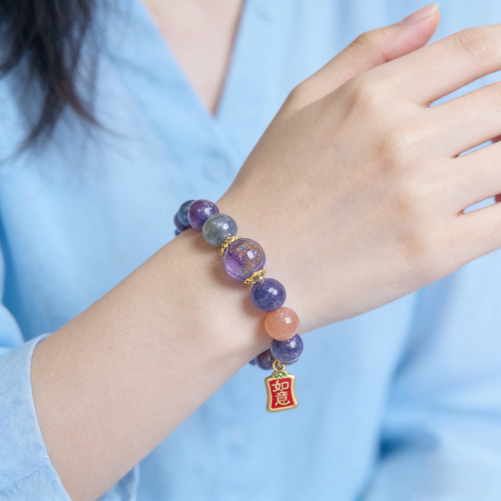 048 Natural Gemstone Wrap Bracelet ✨ Sophisticated Multi-Strand Jewelry for Positivity & Joy - Elegant Daily Spiritual Talisman