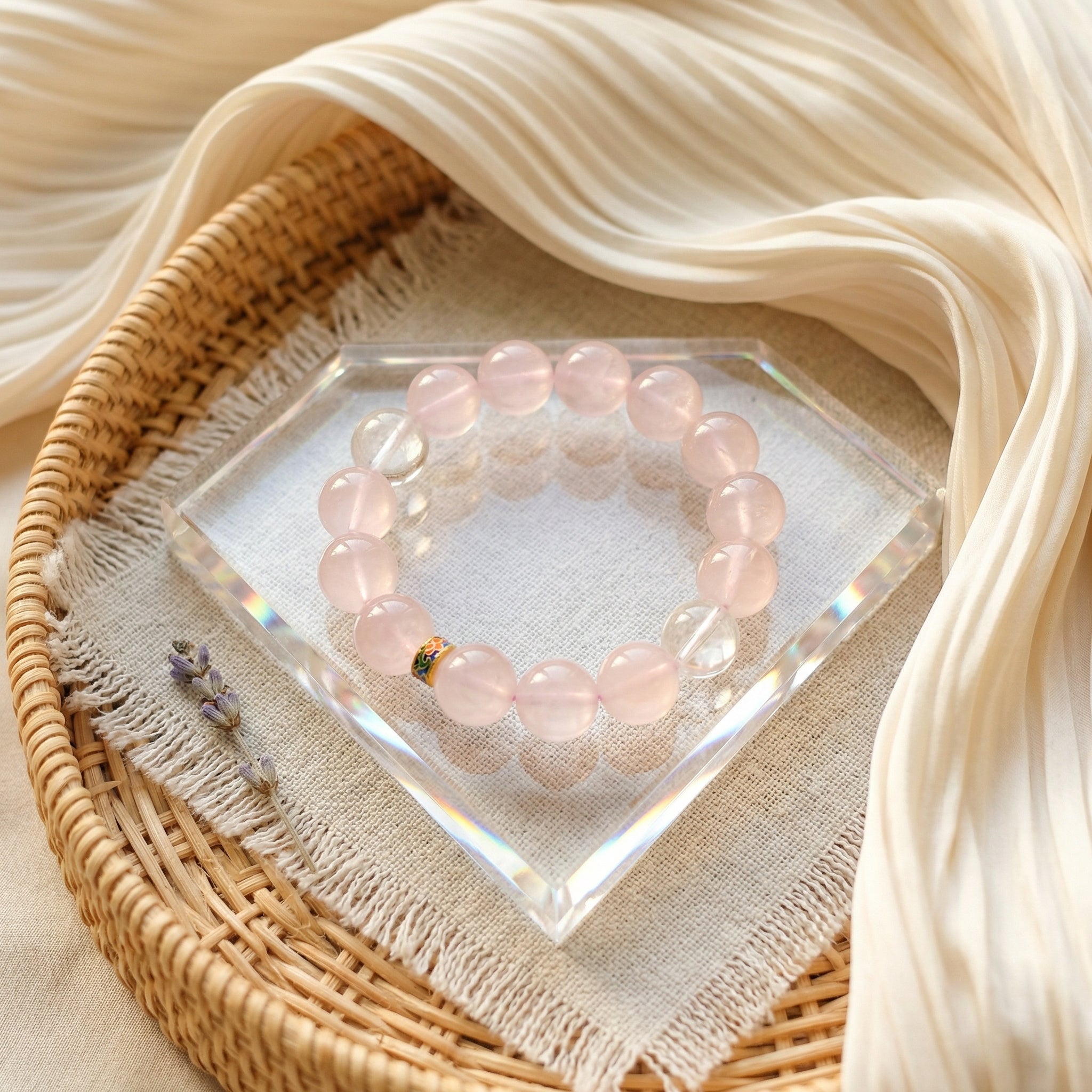 001 Elegant Rose Quartz Bracelet, Minimalist Pink Crystal Jewelry, Clean Girl Aesthetic Accessory, Spiritual Healing Bracelet, Handmade Gemstone Gift, Boho Chic Style