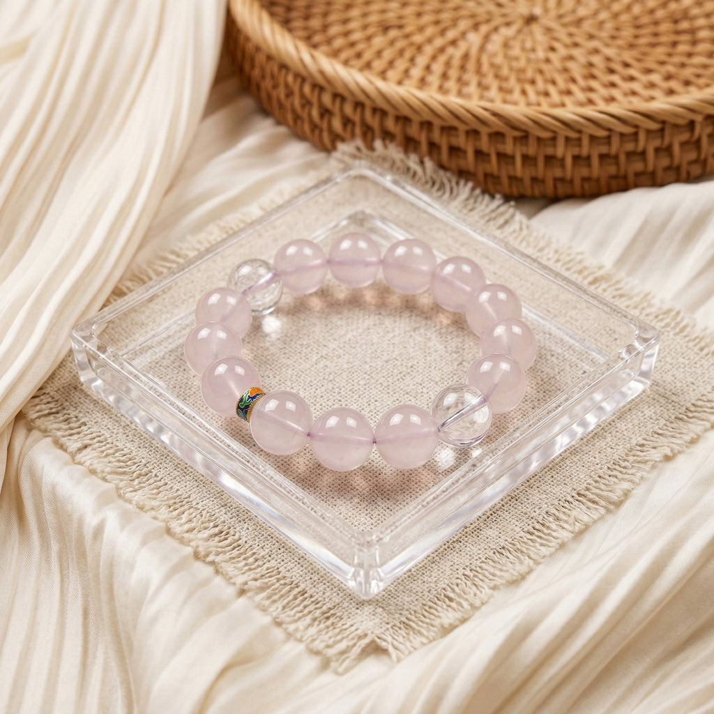 001 Elegant Rose Quartz Bracelet, Minimalist Pink Crystal Jewelry, Clean Girl Aesthetic Accessory, Spiritual Healing Bracelet, Handmade Gemstone Gift, Boho Chic Style