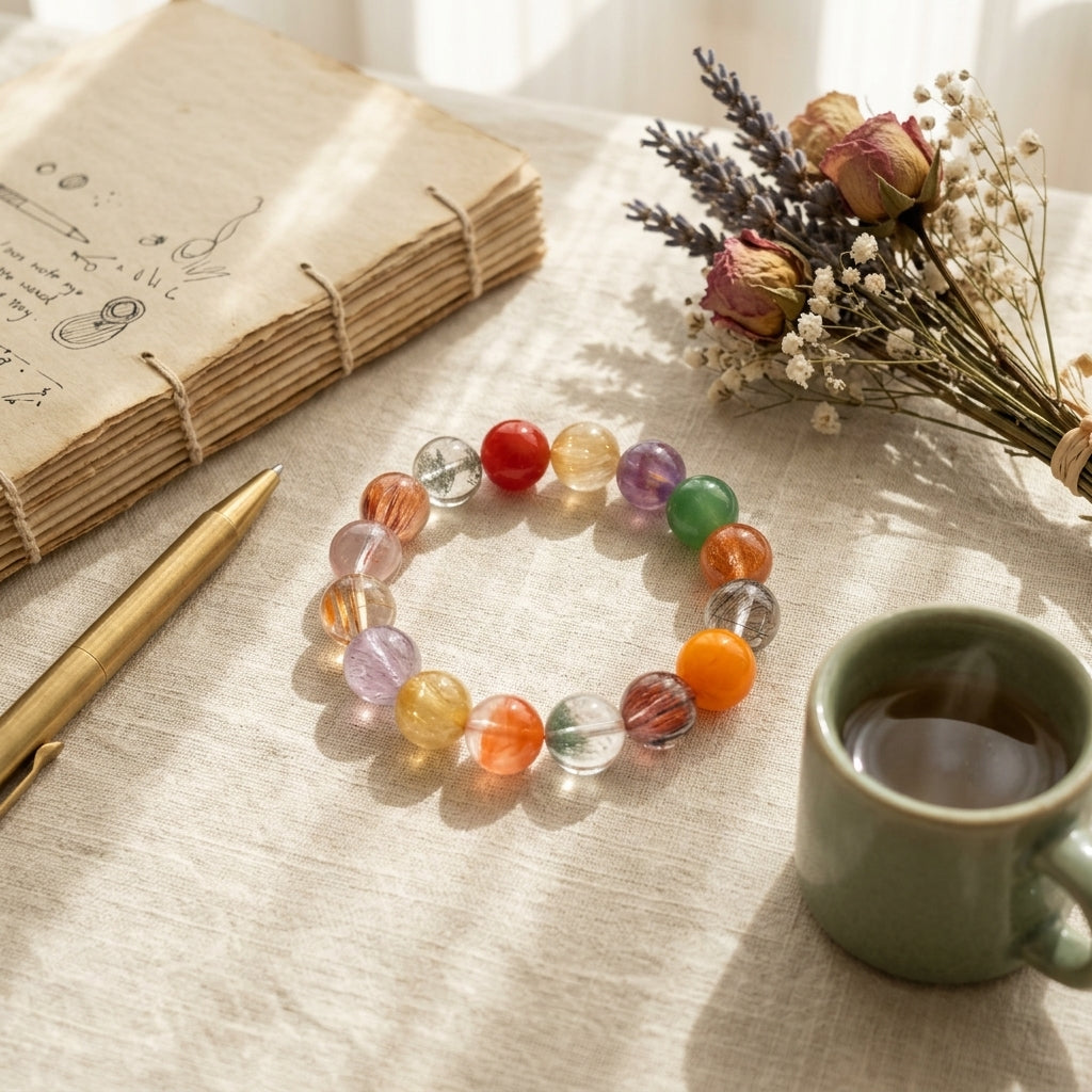 Z005 Handcrafted Aura Cleansing Bracelet ✨ High-Clarity Natural Gemstones for Mindful Living - Premium Spiritual Wellness Gift
