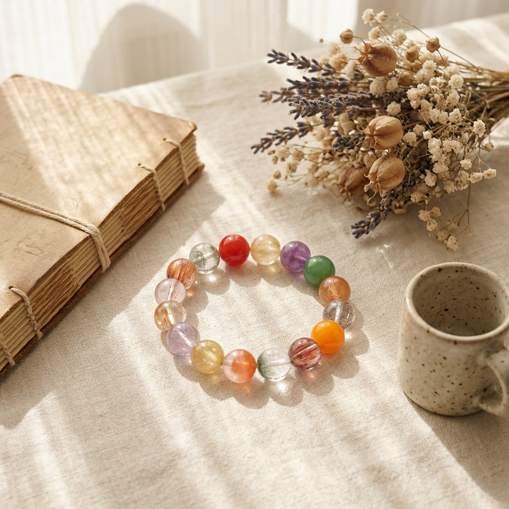 Z005 Handcrafted Aura Cleansing Bracelet ✨ High-Clarity Natural Gemstones for Mindful Living - Premium Spiritual Wellness Gift