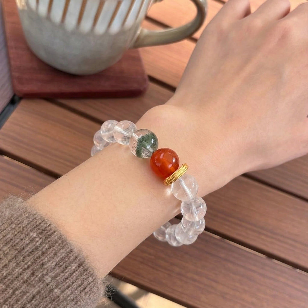 009 Natural Hetian Jade & Mixed Gemstone Bracelet, Rose Quartz & Lapis Lazuli Healing Energy Stones, Unique Vintage Style Crystal Jewelry for Balance