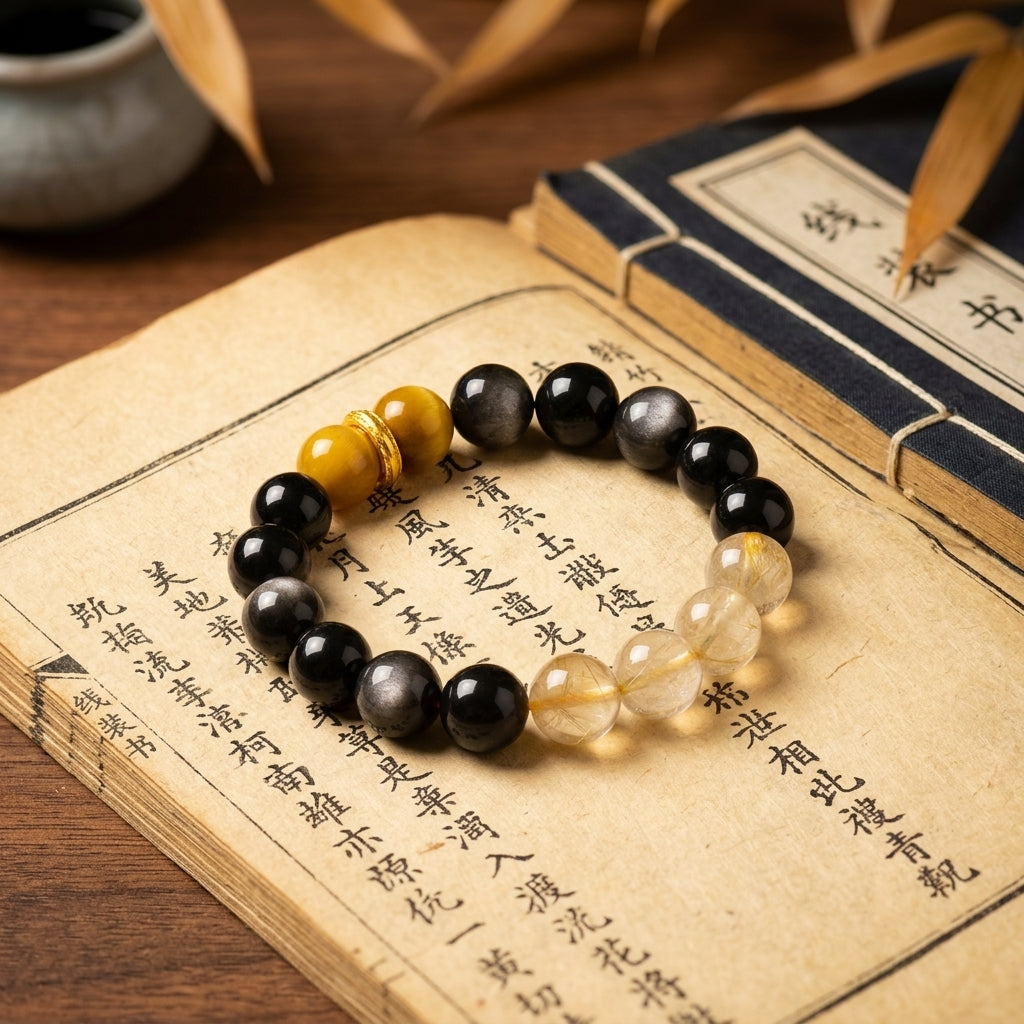 017 "The Executive" Crystal Bracelet ✨ Green Phantom & Red Agate for Business Luck - High Vibration Career Growth Jewelry
