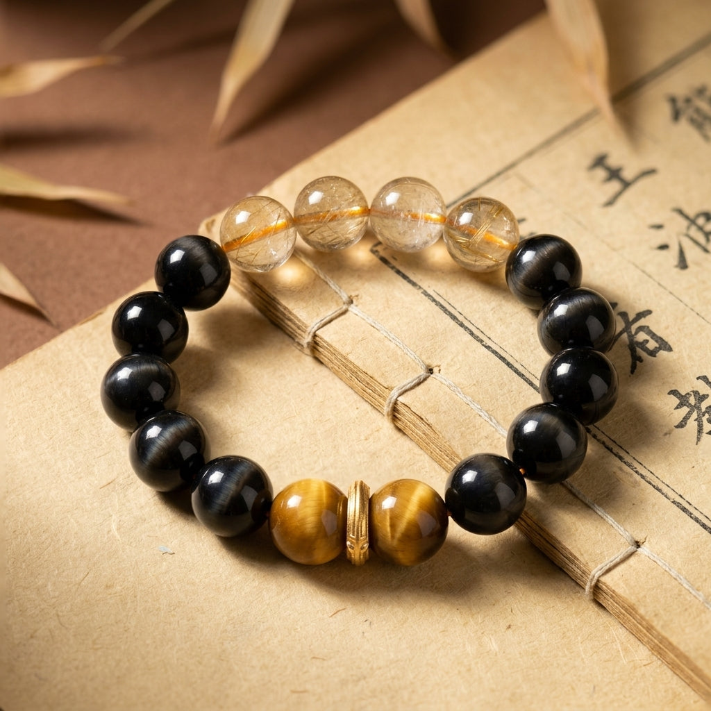 017 "The Executive" Crystal Bracelet ✨ Green Phantom & Red Agate for Business Luck - High Vibration Career Growth Jewelry