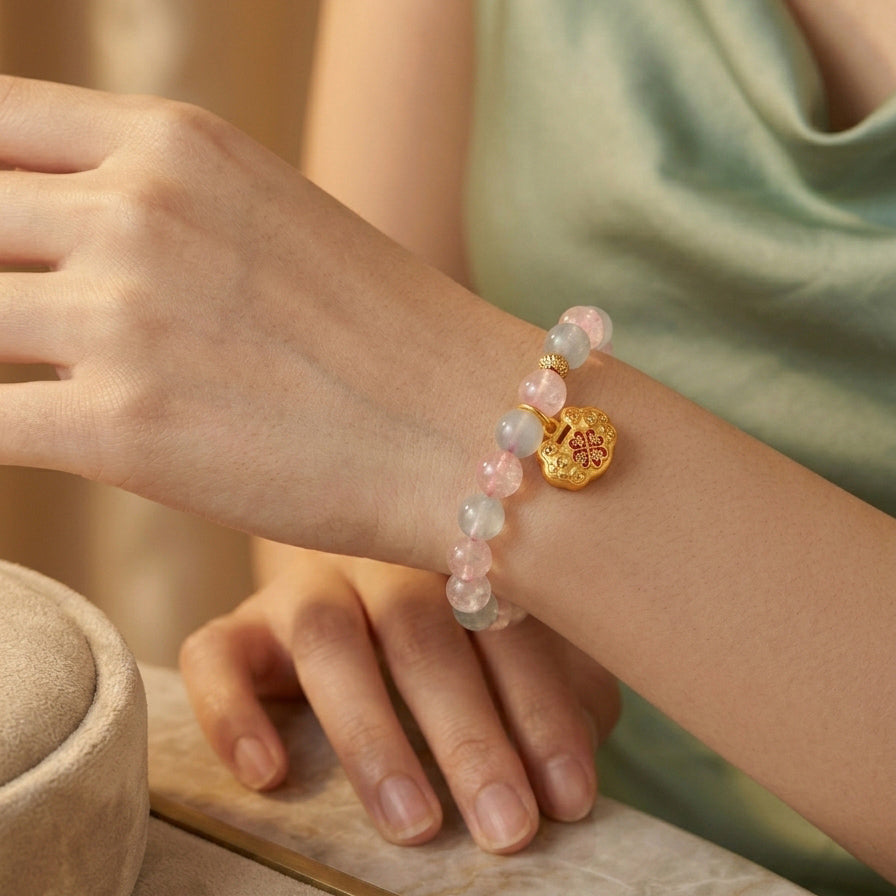 036 The "Lucky Ruyi" Crystal Bracelet ✨ Traditional Zen Style Jewelry for Inner Peace & Success - Minimalist Spiritual Accessory