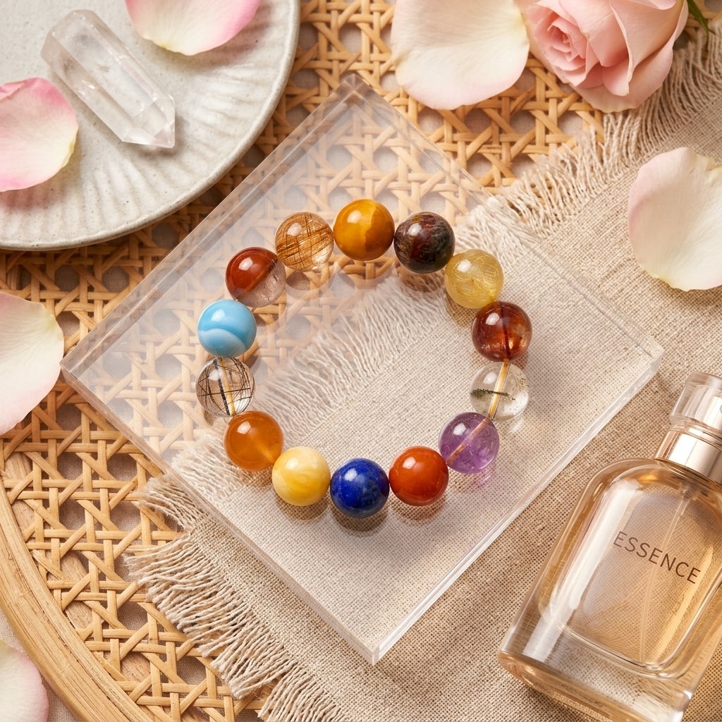 Z011 Elegant Gemstone Bracelet ✨ Radiant Aura Stone for Positivity - Sophisticated Accessory for Coffee Dates & Professional Wear