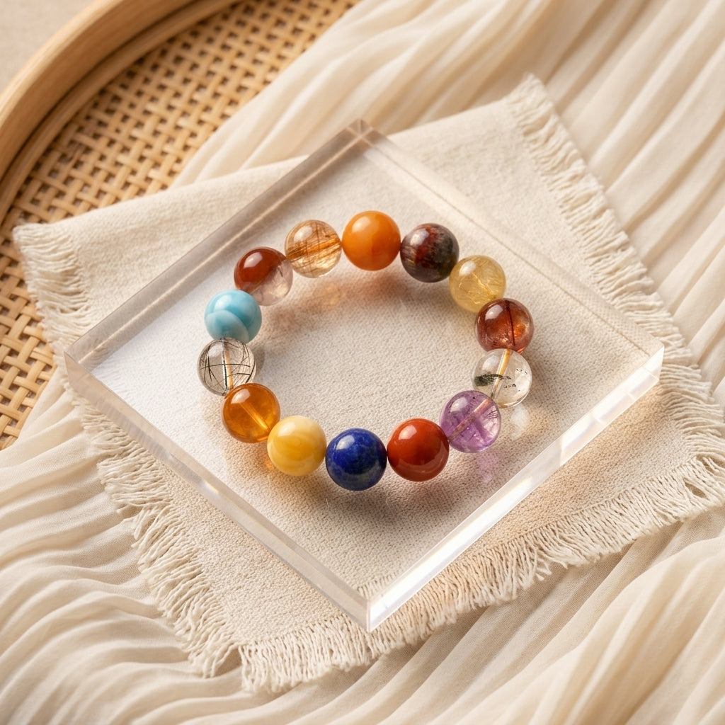 Z011 Elegant Gemstone Bracelet ✨ Radiant Aura Stone for Positivity - Sophisticated Accessory for Coffee Dates & Professional Wear
