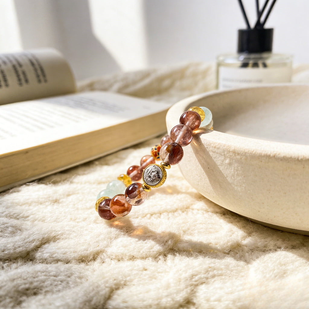 032 "Quiet Luxury" Golden Quartz Bracelet ✨ French Vintage Aesthetic for Wealth & Abundance - Dainty Spiritual Manifestation Jewelry