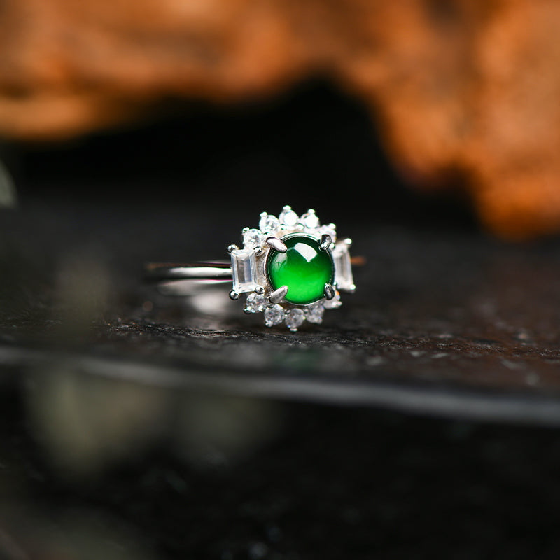 Elegant Jadeite Ring with Diamond Accents | Luxury Green Gemstone Jewelry