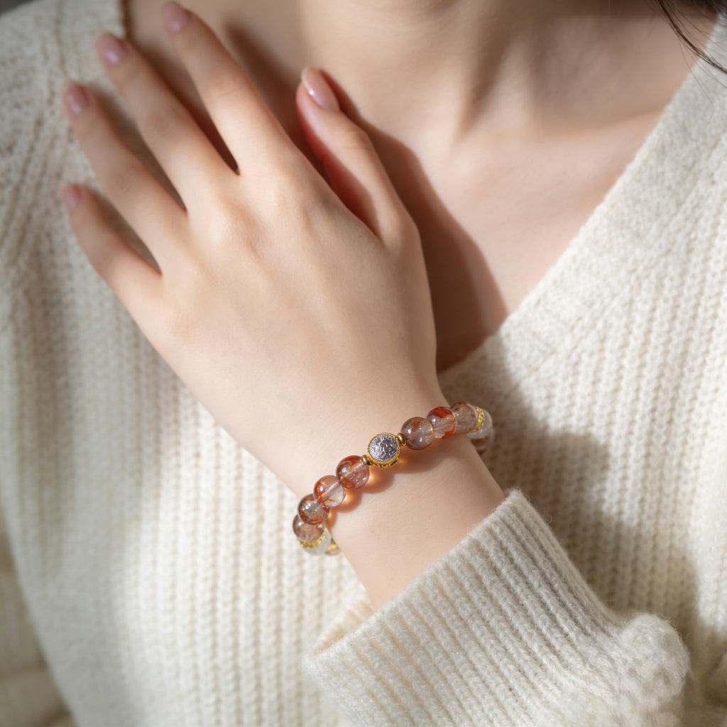 032 "Quiet Luxury" Golden Quartz Bracelet ✨ French Vintage Aesthetic for Wealth & Abundance - Dainty Spiritual Manifestation Jewelry