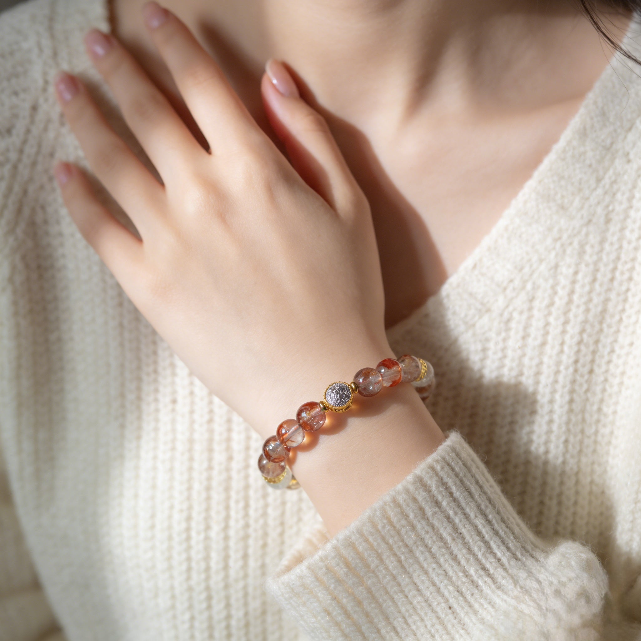 032 "Quiet Luxury" Golden Quartz Bracelet ✨ French Vintage Aesthetic for Wealth & Abundance - Dainty Spiritual Manifestation Jewelry