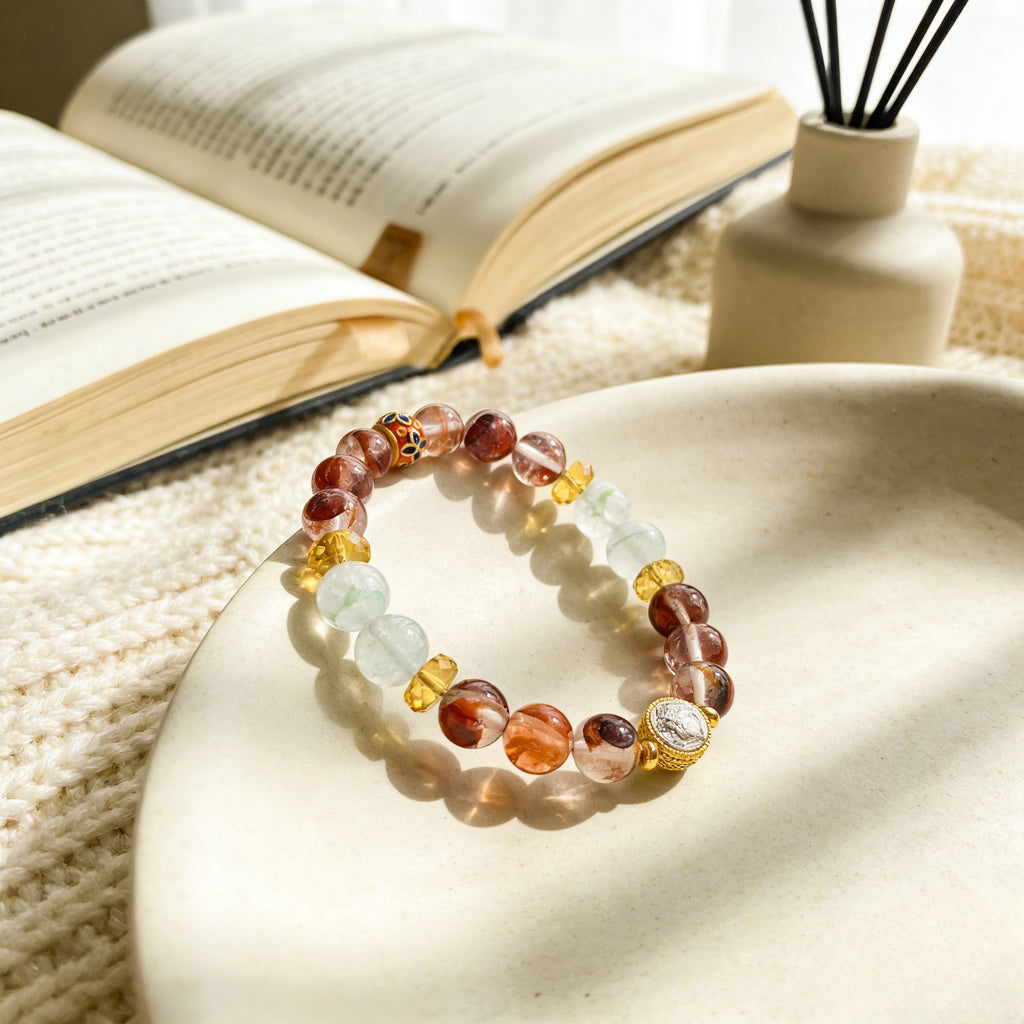 032 "Quiet Luxury" Golden Quartz Bracelet ✨ French Vintage Aesthetic for Wealth & Abundance - Dainty Spiritual Manifestation Jewelry