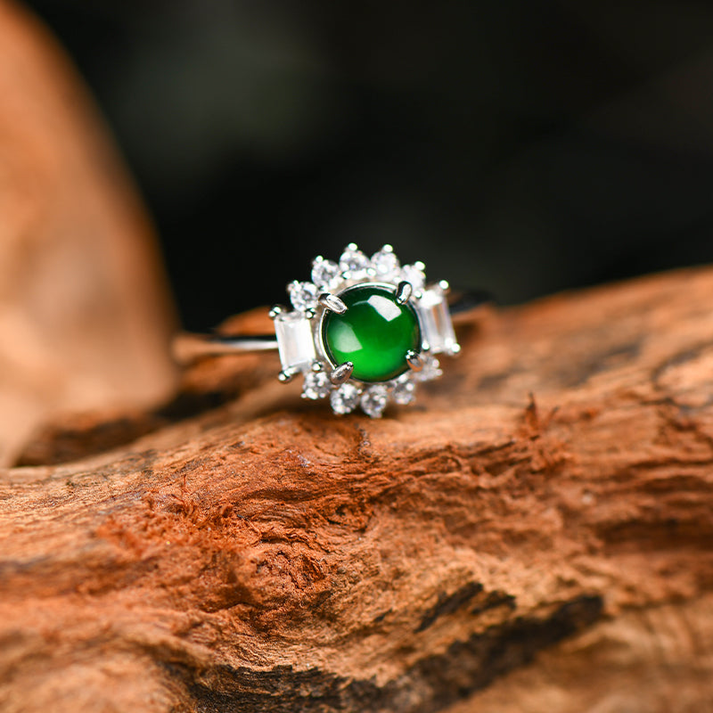 Elegant Jadeite Ring with Diamond Accents | Luxury Green Gemstone Jewelry