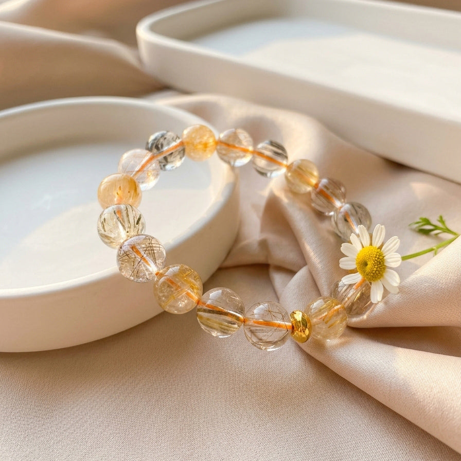 046 Elegant Gemstone Bracelet ✨ Hand-Selected Crystals for Positivity & Joy - Clean Girl Aesthetic Daily Accessory