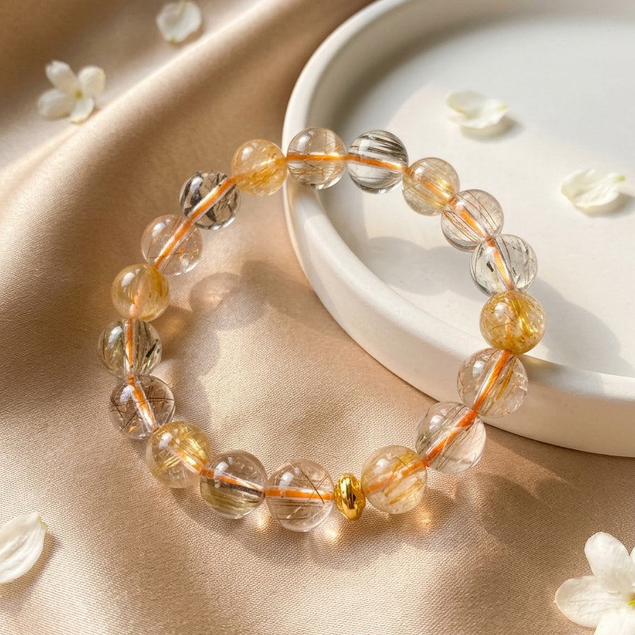 046 Elegant Gemstone Bracelet ✨ Hand-Selected Crystals for Positivity & Joy - Clean Girl Aesthetic Daily Accessory