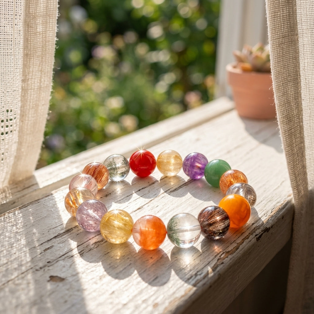 Z005 Handcrafted Aura Cleansing Bracelet ✨ High-Clarity Natural Gemstones for Mindful Living - Premium Spiritual Wellness Gift