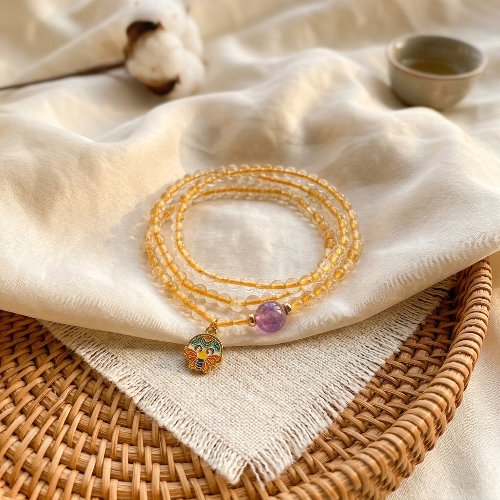 040 Natural Crystal Zen Bracelet ✨ Neo-Chinese Aesthetic Jewelry for Luck & Protection - Authentic Spiritual Talisman Gift