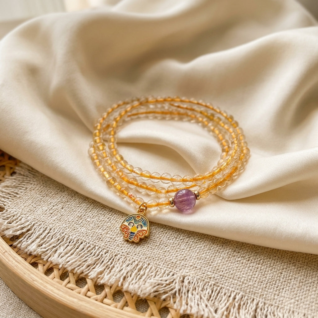 040 Natural Crystal Zen Bracelet ✨ Neo-Chinese Aesthetic Jewelry for Luck & Protection - Authentic Spiritual Talisman Gift