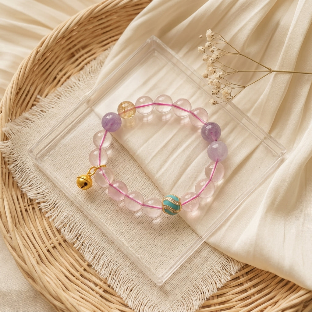 037 Natural Golden Rutilated Quartz Bracelet ✨ French Vintage Aesthetic for Wealth & Abundance - Dainty Spiritual Manifestation Jewelry