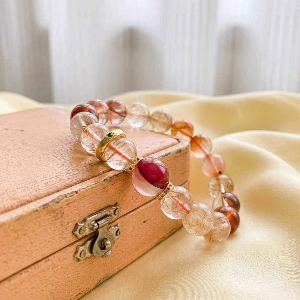 Z017 "Abundance" Natural Crystal Bracelet ✨ French Vintage Aesthetic for Wealth & Success - Radiant Manifestation Jewelry