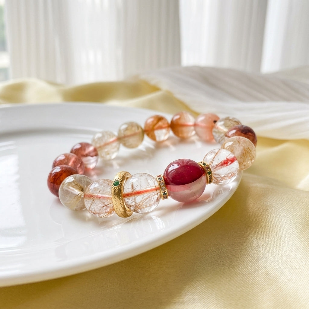 Z017 "Abundance" Natural Crystal Bracelet ✨ French Vintage Aesthetic for Wealth & Success - Radiant Manifestation Jewelry