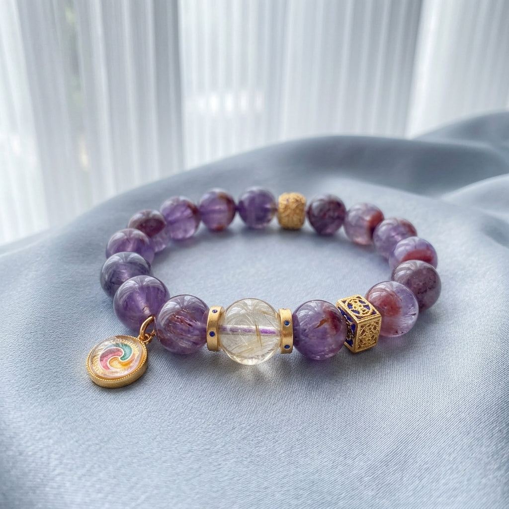 Z015 Elegant Gemstone Bracelet ✨ Radiant Energy Stone for Positivity - Sophisticated Accessory for Coffee Dates & Professional Wear