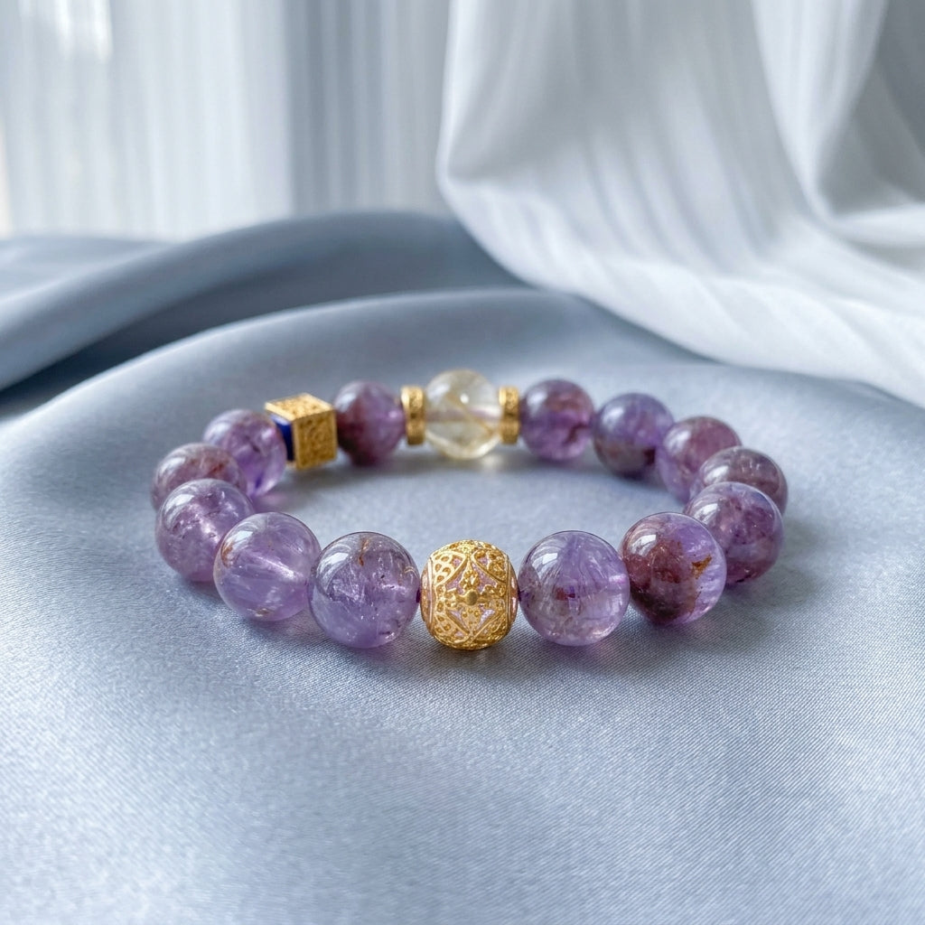 Z015 Elegant Gemstone Bracelet ✨ Radiant Energy Stone for Positivity - Sophisticated Accessory for Coffee Dates & Professional Wear