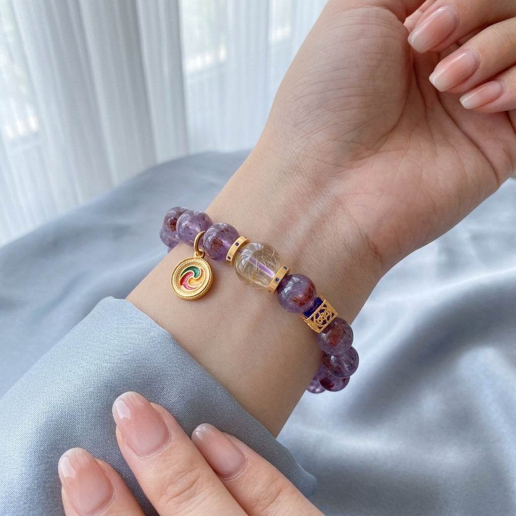Z015 Elegant Gemstone Bracelet ✨ Radiant Energy Stone for Positivity - Sophisticated Accessory for Coffee Dates & Professional Wear
