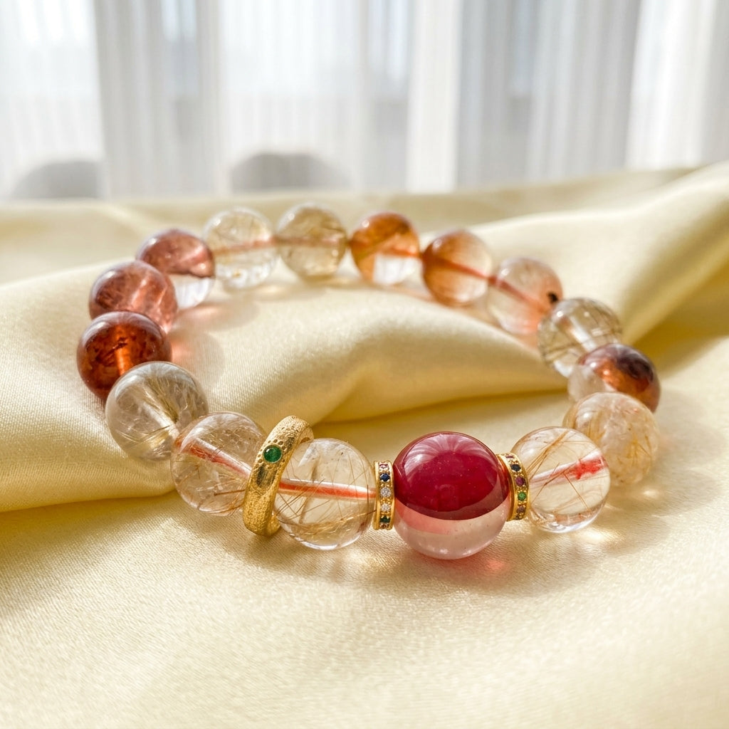 Z017 "Abundance" Natural Crystal Bracelet ✨ French Vintage Aesthetic for Wealth & Success - Radiant Manifestation Jewelry