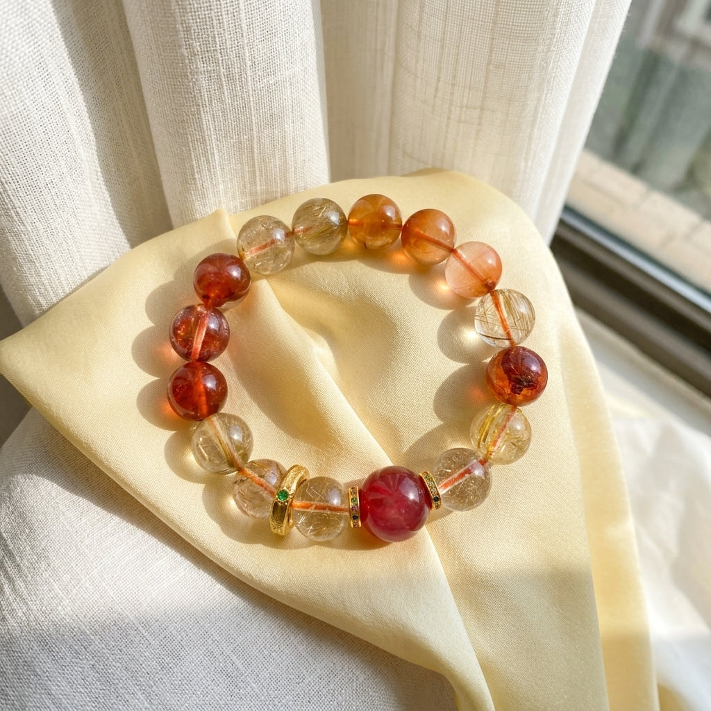 Z017 "Abundance" Natural Crystal Bracelet ✨ French Vintage Aesthetic for Wealth & Success - Radiant Manifestation Jewelry