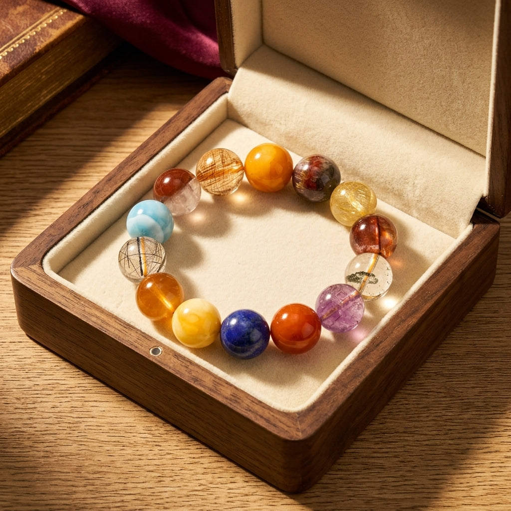 Z011 Elegant Gemstone Bracelet ✨ Radiant Aura Stone for Positivity - Sophisticated Accessory for Coffee Dates & Professional Wear