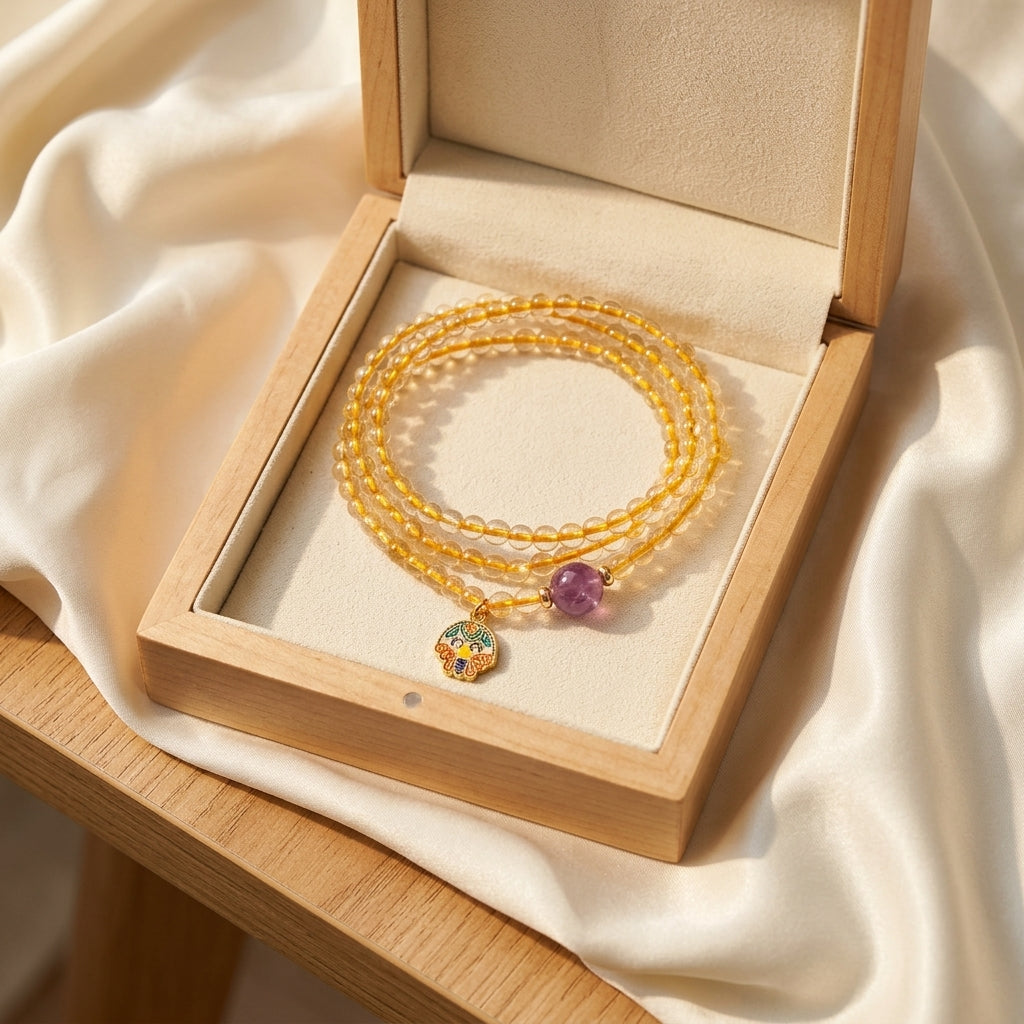040 Natural Crystal Zen Bracelet ✨ Neo-Chinese Aesthetic Jewelry for Luck & Protection - Authentic Spiritual Talisman Gift