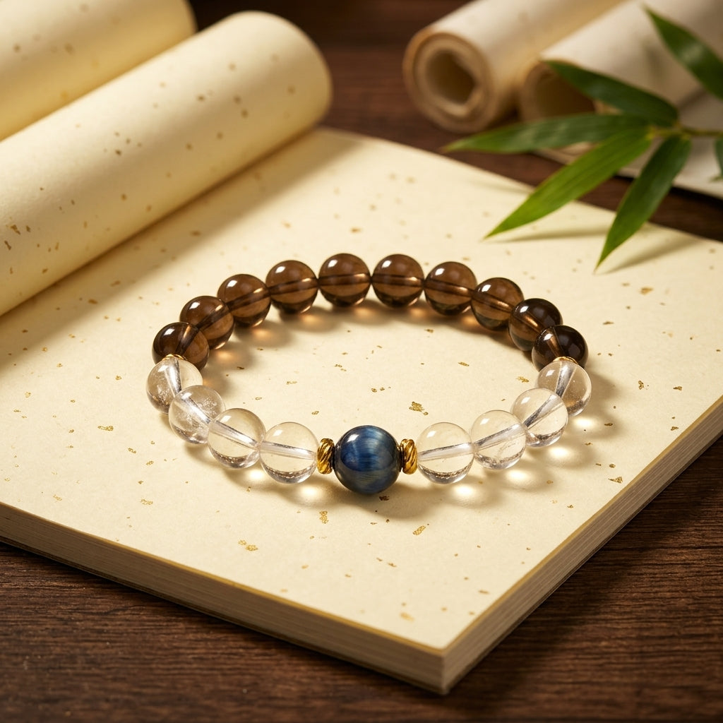 034 Natural Golden Rutilated Quartz Bracelet ✨ French Vintage Aesthetic for Wealth & Abundance - Dainty Spiritual Manifestation Jewelry