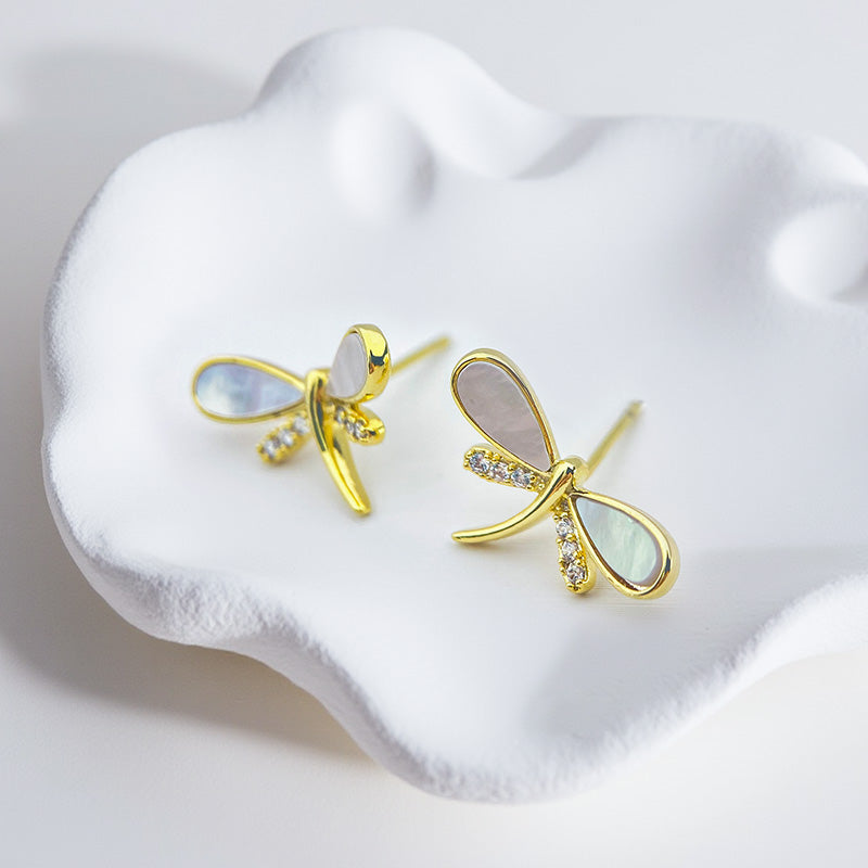 Lady Jewelry Artificial Gemstone Dragonfly Earrings