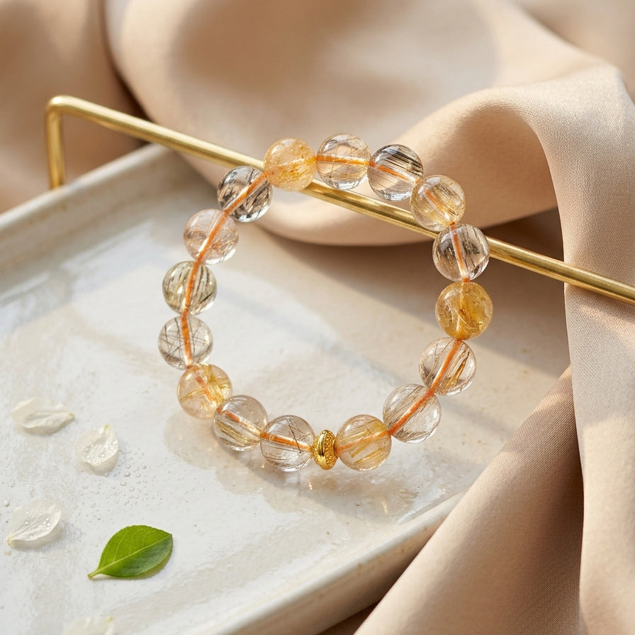 046 Elegant Gemstone Bracelet ✨ Hand-Selected Crystals for Positivity & Joy - Clean Girl Aesthetic Daily Accessory