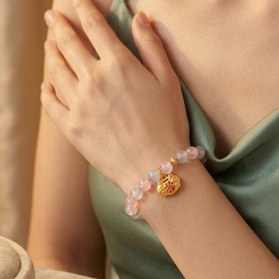 036 The "Lucky Ruyi" Crystal Bracelet ✨ Traditional Zen Style Jewelry for Inner Peace & Success - Minimalist Spiritual Accessory
